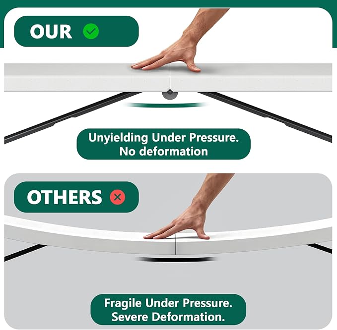Folding Table 6FT Heavy Duty Plastic Table with Handle, Foldable&Portable, Fold-in-Half Utility Tables for Outdoor, Dining, Wedding, Events, Indoor, Picnic, Camping, Party, White