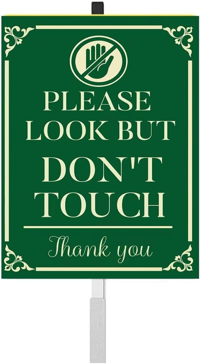 Please Look but Don't Touch yard Sign With Stake,Protecting Fruits Yard Sign,Garden Sign With Stake Garden Farm Decor Fence Yard Outdoor For Private property(8x12in)