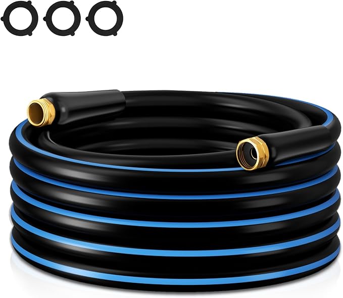 Besiter Heavy Duty Garden Hose 5/8" 25 FT: Flexible Rubber Water Hose - Leakproof Hose Male to Female Fittings - Durable Hose for Yard, Lawn, Car Wash, Outdoor, Watering, Dark Blue