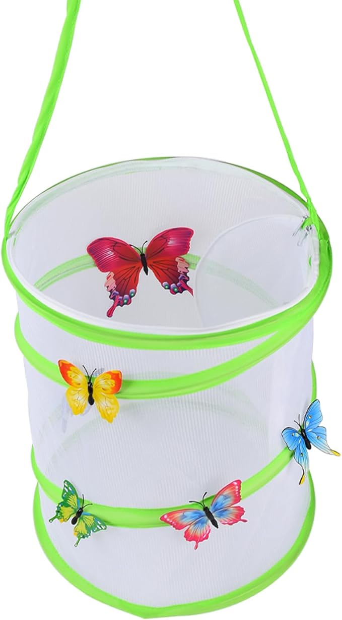 Insect Lore Butterfly Garden Habitat Foldable Washable and Reusable Butterfly Cage (Green-A, Medium)