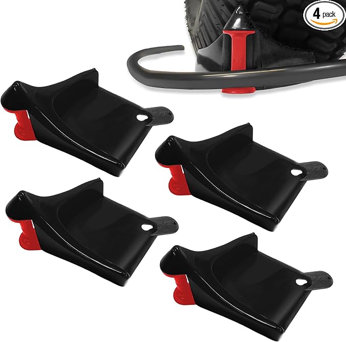 4 PCS Car Hose Guide, Car Washing Tire Hose Roller Preventing Stucking and Snagging Under The Wheels, Plastic Wheel Rolling System Tool Hoses Guides for Cars Trucks Motorcycles (Black)