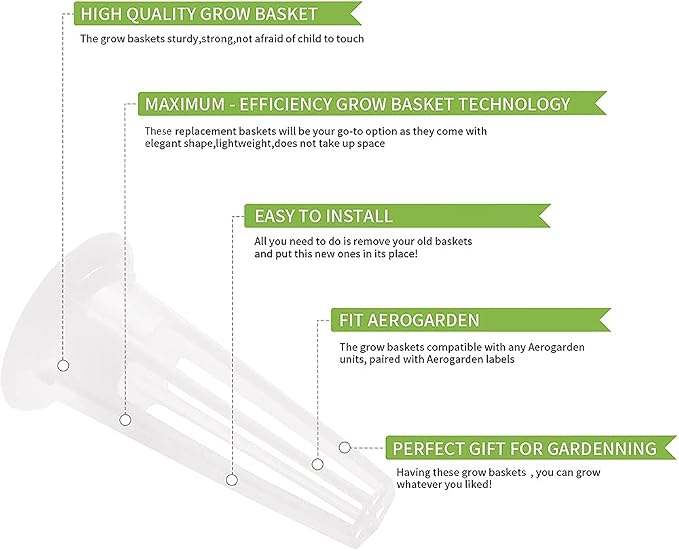 50pcs Grow Baskets Replacement for Aerogarden, Seed Pods Baskets Compatible with Grow Sponges and Domes, Plant Growing Containers for Hydroponic Growing System