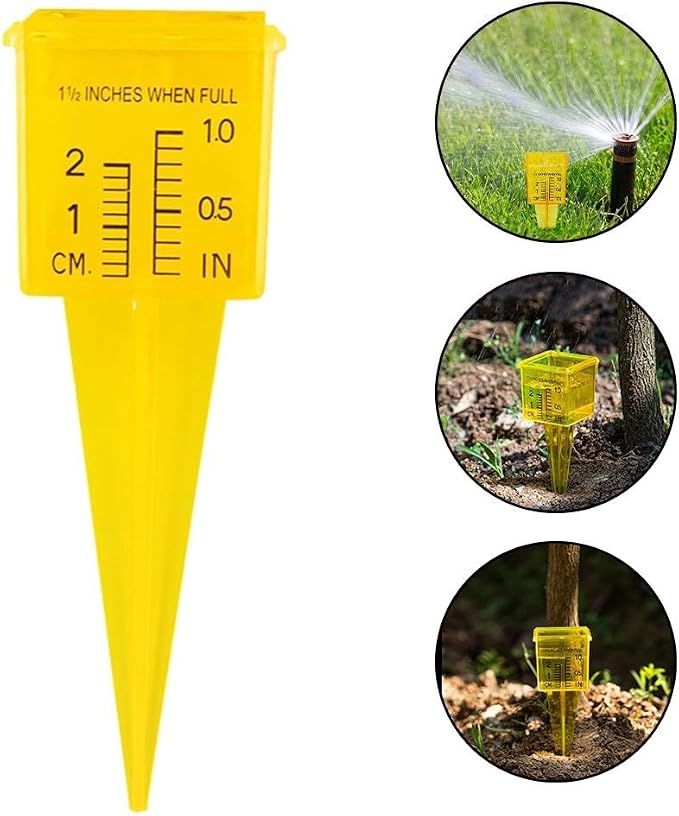 Garden Rain Gauge for Accurate Watering Tracking, Outdoor Lawn Rainfall Collector with Large Readable Scale, Yellow(10pcs)