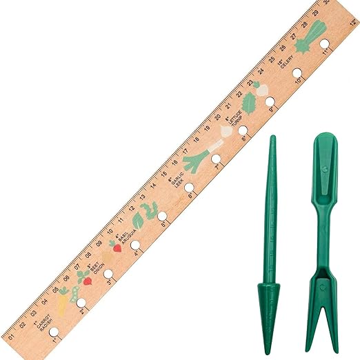 Spacer Tool Seeder Planting Ruler, Wooden Plant Ruler with Precise Measurements,Seedlings Dibber Hand Transplanting Tools,for Vegetable Gardens, Yard
