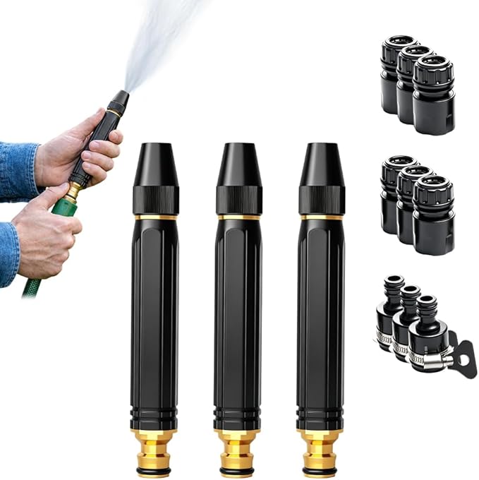 Jet Nozzle Power Washer for Garden Hose, Heavy Duty Adjustable Hose Nozzle, Garden Hose Nozzle High Pressure Powerful Cleaning Spray Evenly, High Pressure Hose Nozzle for Car Washing (Type-A*3)