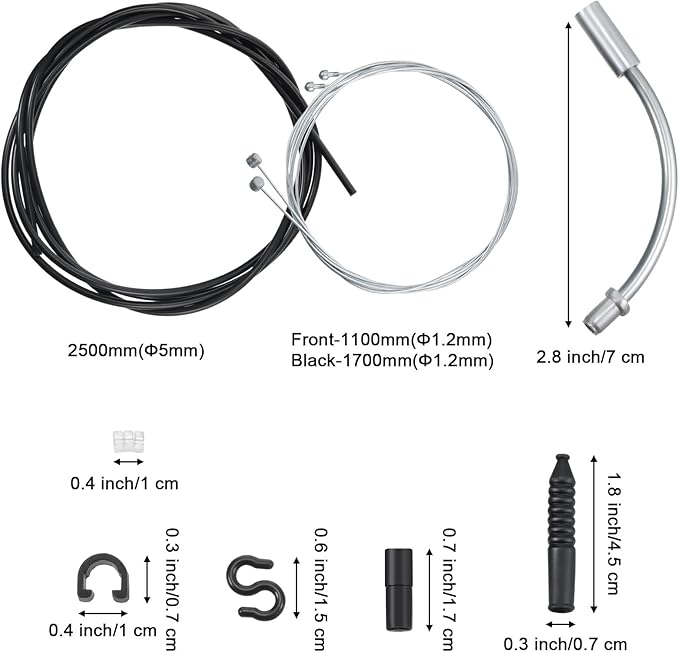 Bike Brake Cable Housing Kit Includes 1 Set Bicycle Brake Line, 2 Pieces V Bike Brake Noodle Cable Guide Pipe and 2 Pieces Plastic Hoses for Road Mountain Bicycle Cycling