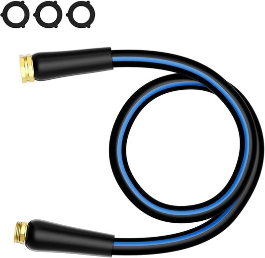 Besiter Short Garden Hose 5/8” 3FT: Burst-Resistant Water Hose with Sturdy Brass Fittings - Leakproof Hose Male to Female - Durable Hose for Yard, Lawn, Car Wash, Outdoor, Watering, Dark Blue
