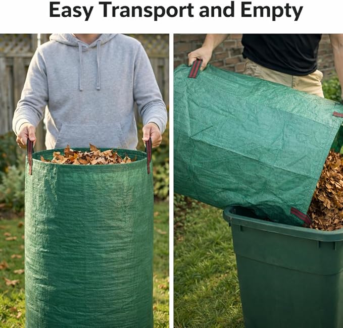 Gardzen 3-Pack 80 Gallon Garden Bag - Reuseable Heavy Duty Gardening Bags, Lawn Pool Garden Leaf Waste Bag