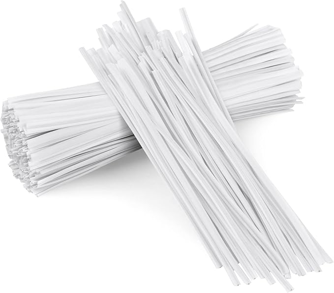 Oligei 600 Pcs Plastic 5" Twist Ties for Bags, Wire Ties Reusable Twist Bread Ties for Household and Office Use (White)