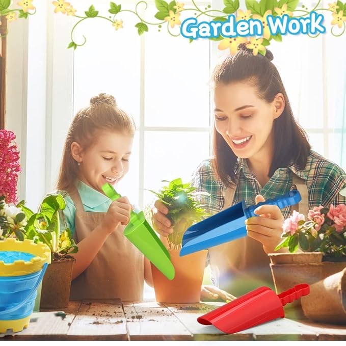 LNCOJOLM 3 PCS Thick 9" Beach Shovel Spade Scoop Trowel Sand Toys for Kid Toddler Adult, Plastic Heavy Duty Garden Digging Planting Shovel Tool Kit Sandbox Toys Gift Set Party Favor