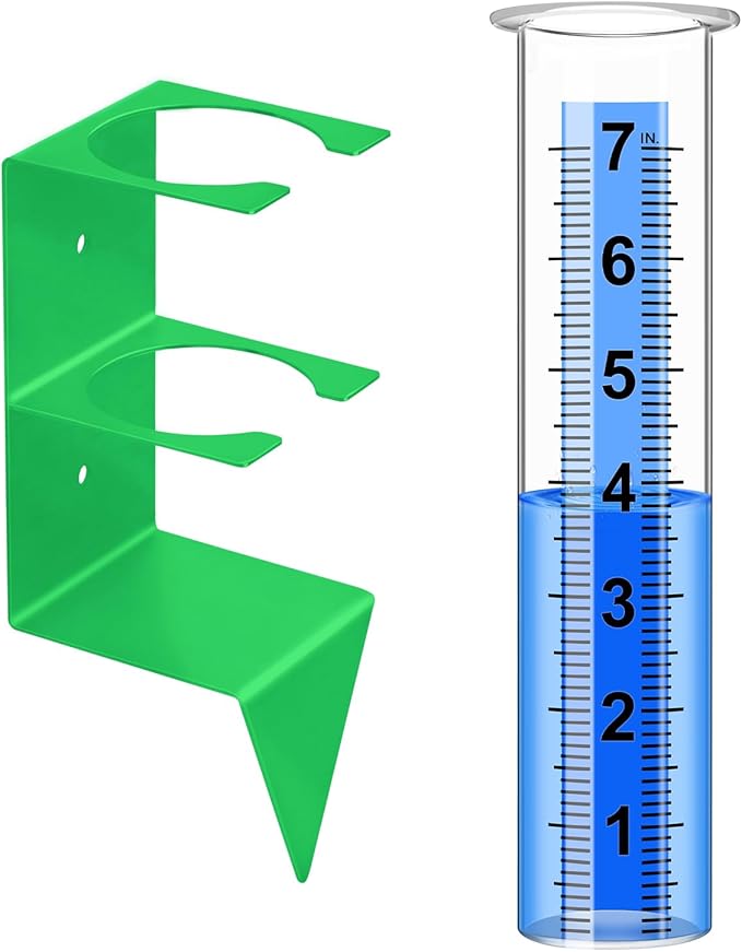 Rain Gauge Outdoor,7" Capacity Rain Gauge Outdoors Best Rated with Stainless Steel Mounting Rack Holder,Freeze Proof Plastic Large Rain Gauge for Yard Garden Fence Lawn Patio Farm (Green)