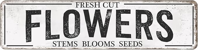 Fresh Cut Flowers Sign Vintage Farmers Market Decor Flower Shop Metal Tin Sign Flower Market Decor Garden Signs Home Cave Garage Bar Art Plaque Wall Decoration