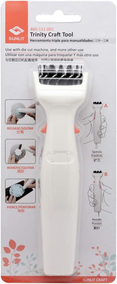 Bira Craft 3 in 1 Multipurpose Craft Tool, Die Brush, 3-in-1 Weeding Tool, Brush, Scrape, Pierce, Embossing and Cutting Machine Accessory, Retractable Design