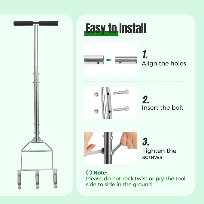 Manual Core Aerator Lawn Tool, Stainless Steel Lawn Aerator Tool | Semi-Assembled Grass Aerator Core Aeration Tool for Loosening Soil and Improving Lawn Health