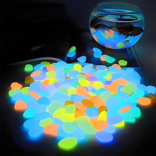 400PCS Outdoor Luminous Stones for Glow in the Dark Walkways, Garden River Pebbles, Artificial Landscape Rocks for Driveway Walkway Stepping Stone Paths with Natural Look