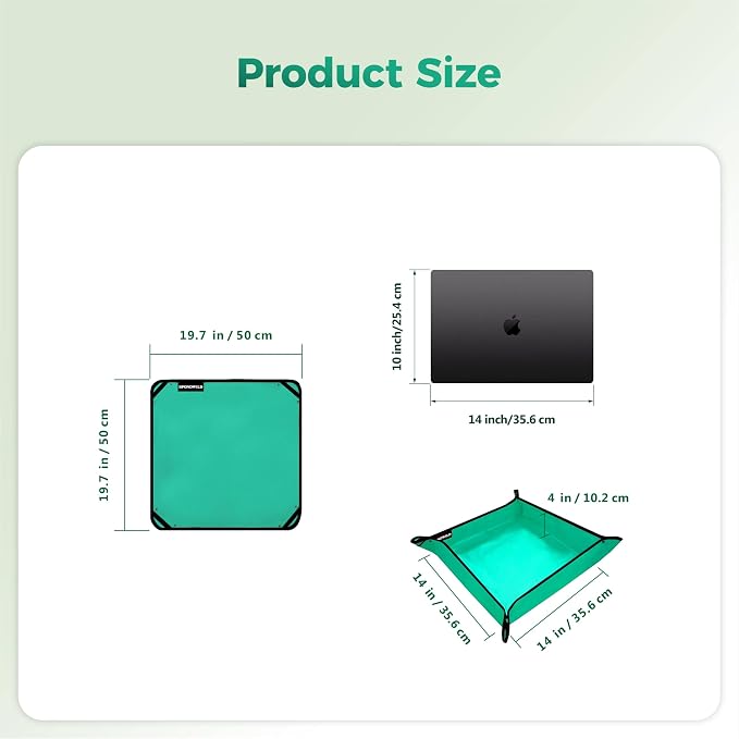 Plant Transplanting Mat - Thickened Waterproof Potting Mat, Succulent Gardening Mat, Portable Repotting Mat for Mess Control (Pe-Green19.7"x19.7")