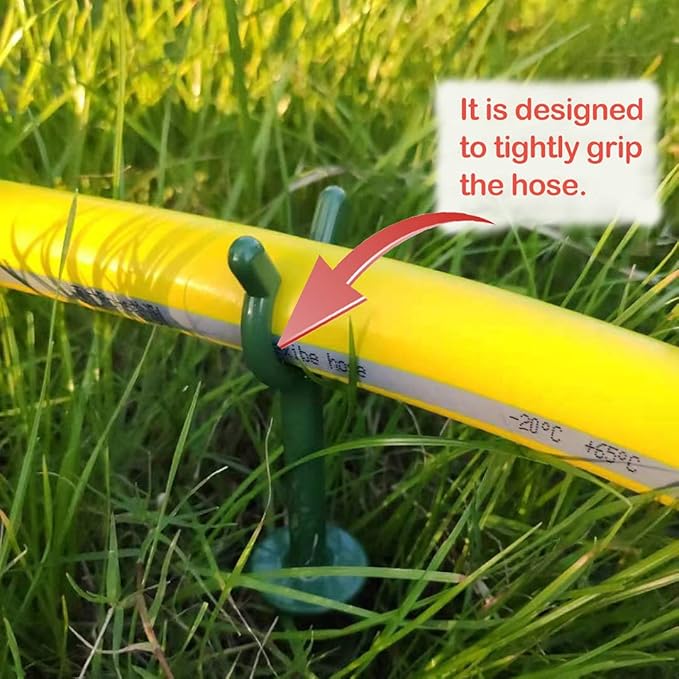 Garden Hose Guide Stakes Set of 10 - Heavy Duty 5/8” Hose holder spike for Lawn & Plant Saver, Yard Soaker Support, Durable Kink-Free Watering (Fits 5/8”Hoses)