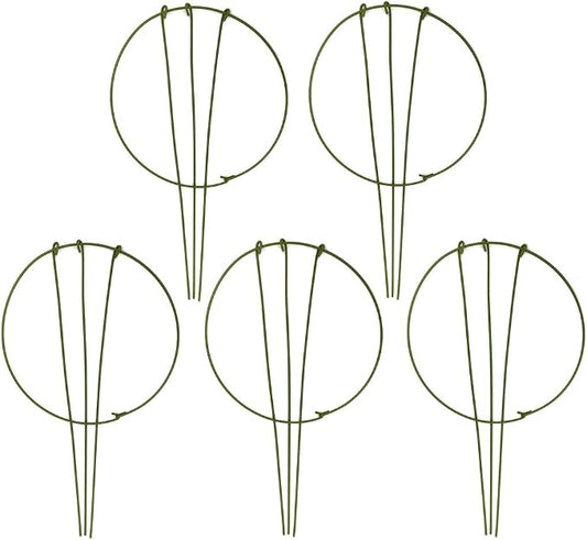 5-Pack Garden Plant Support Stake Green Plant Support Rings Support Hoop for Climbing Plant, Flowers (5.9" Wide x 11" High)