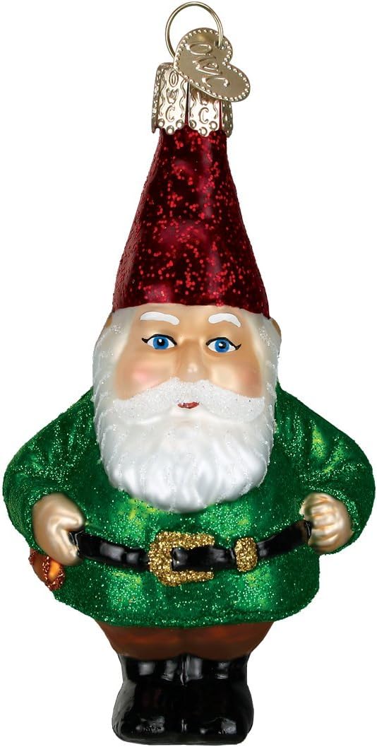 Old World Christmas Garden Gnome Glass Blown Ornament for Christmas Tree, Handcrafted Holiday Decoration, Gnome Collection