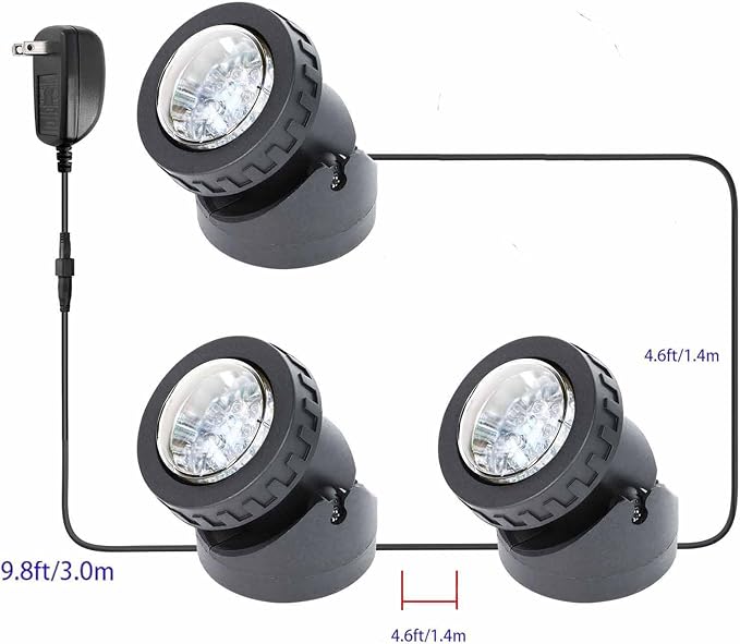 Pond Lights Colored with Timer, Underwater Fountain Light LED RGB IP68 Waterproof Submersible Spotlight for Outdoor Fish Pond Fountain Garden Lawn Yard Waterfall (Set of 3)