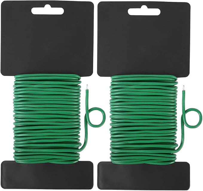 Shintop Reusable 2.8mm Garden Plant Twist Tie, 2PCS Heavy Duty Soft Wire Tie for Gardening, Home, Office (Green, 65.6 Feet)