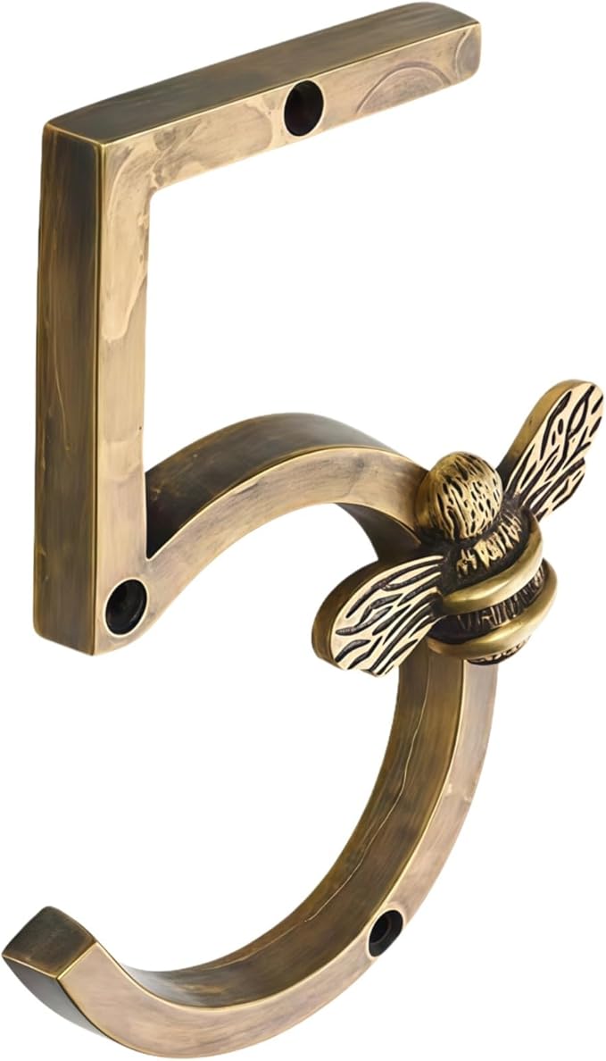 Aimery Bee House Number Sign, Classical Style 0-9 Metal, 3.5 inch for Outside, Motels，Address Numbers for House, Mailbox(Gold,5)
