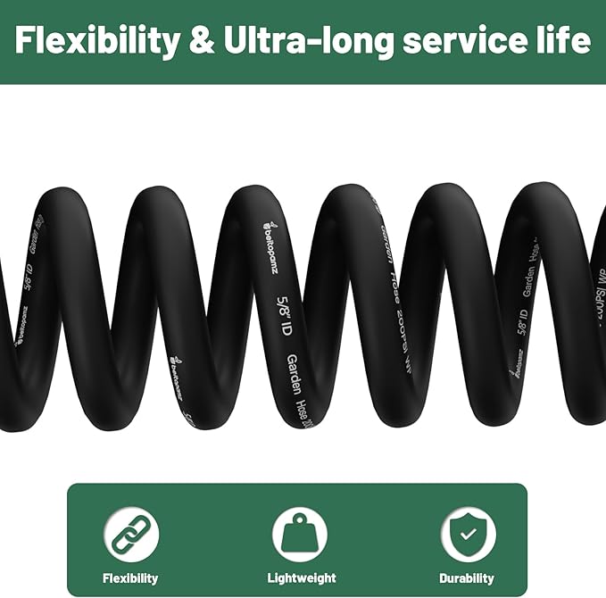 Beitopamz Short Garden Hose 1 ft x 5/8 in Male to Female Heavy Duty Small Water Hose Extender Connector, Lightweight Rubber Hybrid Leader Hose, Leak-Free Connections, 3/4'' Brass Fittings, Black