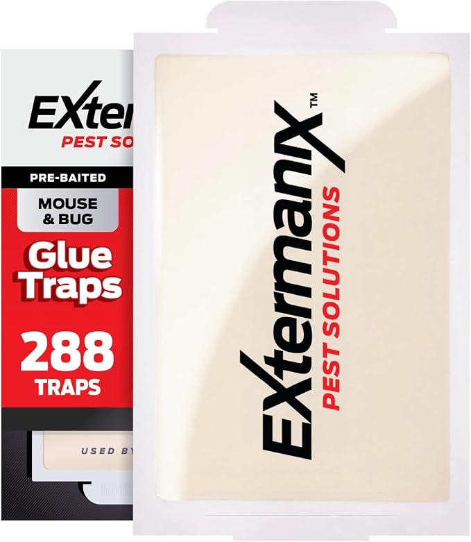 Glue Traps for Mice & Bugs – Safe Around Children & Pets – Strong Adhesive Glue for Bugs, Insects & Cockroaches – Easy to Use & Clean – Sticky Glue Traps for Indoor Use (288 Pack)
