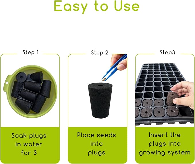Grow Sponges 20 Pack, 1.5”W*2.16”H Seed Starting Pods Replacement Plugs Hydroponic Growing Medium Fit for 2" Net Cup Systems, Plant Growing Nursery Trays, Tower Garden, Deep Grow Baskets