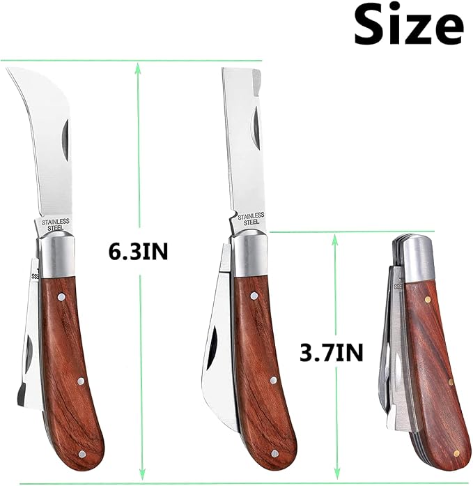 Double Blades Garden Knife for Budding Pruning with 3 Rolls Grafting Tape, Flexible Grafting Kit for Floral Fruit Tree