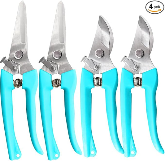 Garden Scissor for Plant, 4 Pcs Floral Scissors, Tip Pruning Shears Bulk for Cutting Flowers, Bonsai, Fruits and Trimming Plants(Blue)