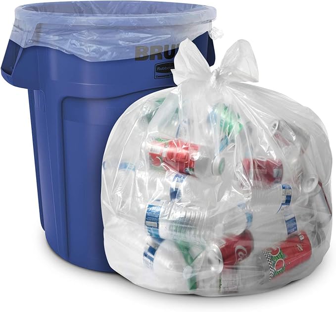 Aluf Plastics 56 Gallon 1.5 MIL (eq) Clear Heavy Duty Garbage Bags - 43" x 46" - Pack of 400 - for Industrial, Recycling, Storage, & Outdoor