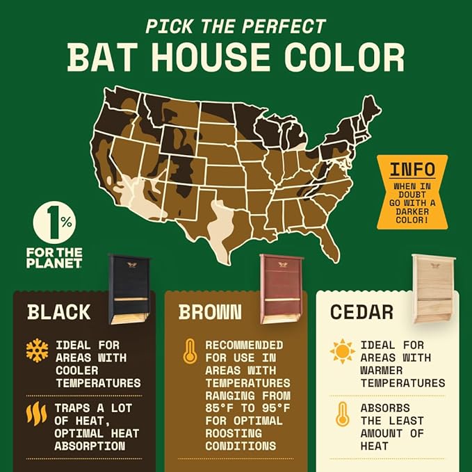 WildYard Bat House - Brown, 3 Chamber, Up to 200 Occupants - Weather-Resistant Bat Box for Pole & Wall Mount - Easy Outdoor House Setup - Durable Cedar Construction for Long-Lasting Strength