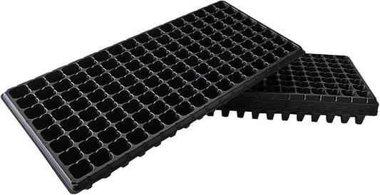 RooTrimmer 10Pcs 128 Cell Seed Starter Trays, Thick Durable Nursery 128 Cell Plug Tray Seedling Flat Plastic Shallow Tray for TD538 1020 Trays (21.26", 11.02", Deep 1.89"), GGBQ128