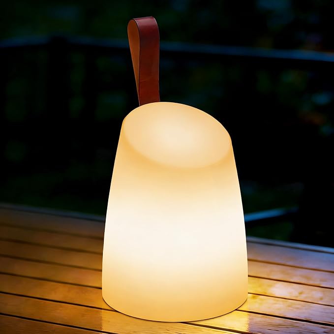 uuffoo Portable Table Lamp Dimmable Rechargeable LED Lantern Outdoor IP44 Waterproof Shower Lamp, 7 Color RGB+Warm White, Memory Function, 7H Timer Auto-Off for Patio Garden Camping