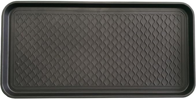 Boot Tray for Entryway,Hard Plastic Boot Mat,Shoe Tray,Shoe Mat for Indoor and Outdoor Use (Black dot (Hard Plastic) 2Pcs, 29.5X14.9 inch)
