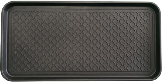 Hard Plastic Boot Tray for Entryway,Boot Mat,Shoe Tray,Shoe Mat for Indoor and Outdoor Use (Black Grid (Hard Plastic) 2Pcs, 29.5X14.9 inch)