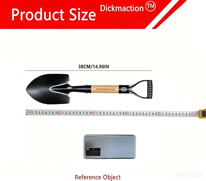 Excavating Shovel, Circular Shovel, Garden Tool with D-Shaped Handle, Total Length 15/19 inches, Wooden Handle Garden Shovel, Shovels for Digging,Camp Shovel,Small Shovels for Digging(Small)