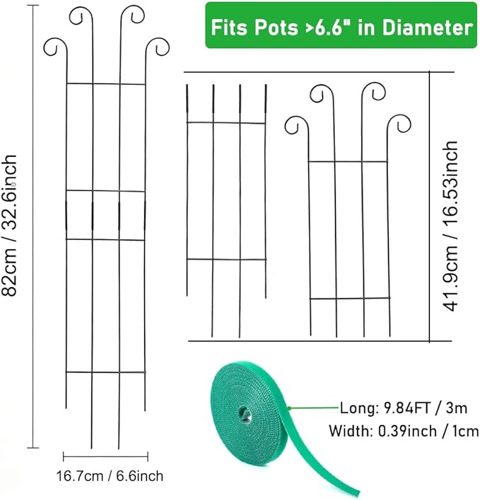 32.6inch Plant Trellis for Climbing Plants Indoors Outdoor, Garden Trellis for Potted Plants, Rust-Proof Metal Sturdy Climbing Stakes Support for Ivy Vine Photos Hoya Monstera, Easy Install (2pcs)