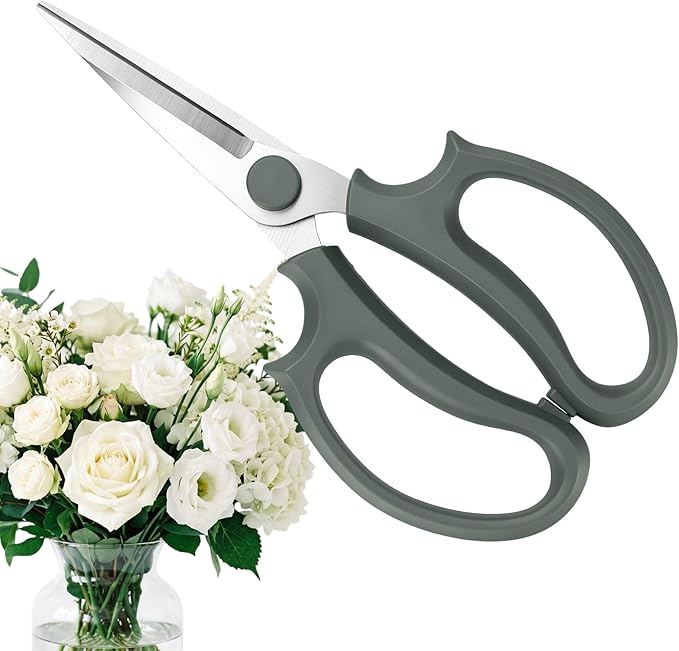 Garden Flower Scissor, Stainless Steel Floral Scissors, Pruning Shears for Garden Floral Pruning Branches Leaves, Gardening Tool, Green