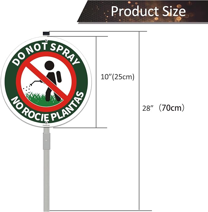 Do Not Spray Sign with 2.3 Foot Stake, Aluminum，Bilingual Plant Sign in English and Spanish, UV Protected, Fade Resistant