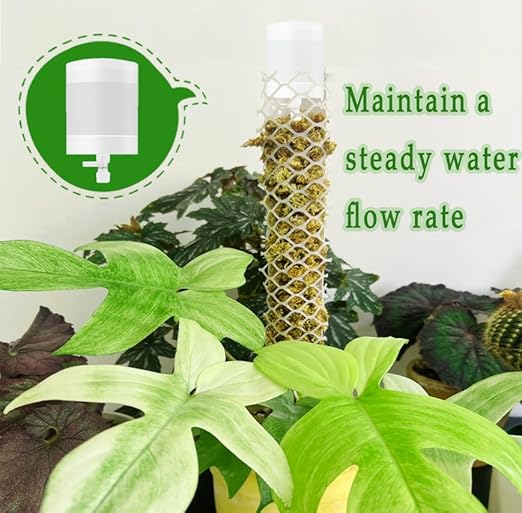 2 Pack Moss Pole Watering Dripper, Adjustable Water Flow Self Watering Devices Slow-Release Watering Spikes for Plant Support Climbing Poles (Cylindrical)