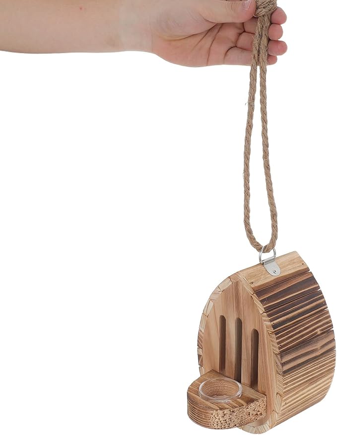 Uonlytech Wooden Butterfly House with Feeder Hanging Garden Butterfly Habitat Refuge Nesting Box for Patio Yard Wildlife Feeding and Decoration