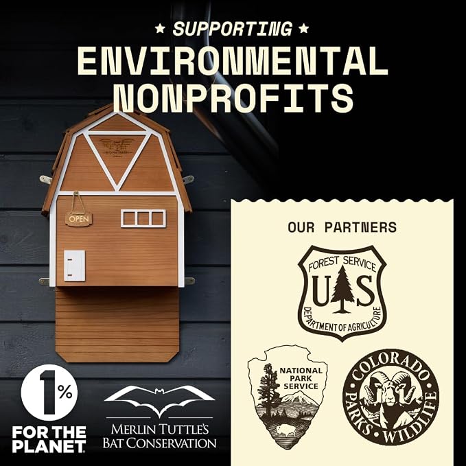 WildYard Big Bat Barn - 3-Chamber, Large Bat House - Brown, Cedar - Weather-Resistant Ventilation & Wildlife Shelter - Textured Landing Pad & Wall-Mount Roost Kit