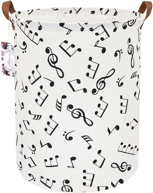 19.7" Large Sized Waterproof Foldable Canvas Laundry Hamper Bucket with Handles for Storage Bin,Kids Room,Home Organizer,Nursery Storage,Baby Hamper (Musical Note)