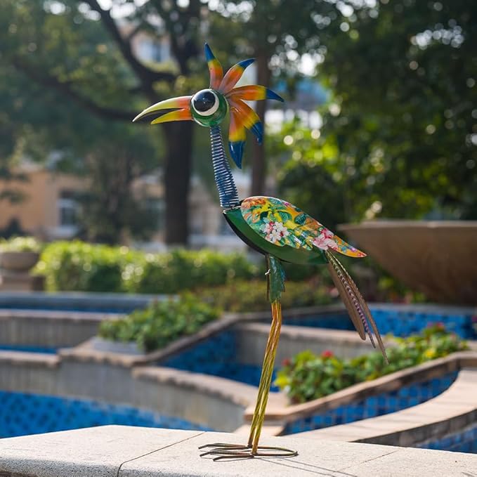Metal Bird Sculpture,35" Bird Decor Yard Statue Decorations Outdoor,Funny Sculpture for Patio, Lawn, Backyard,Housewarming Present for Mom, Friends