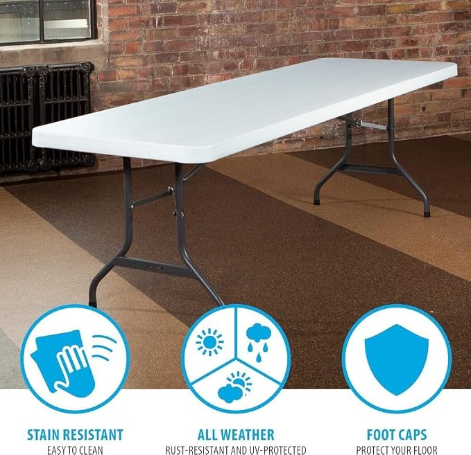 LIFETIME 22980 Folding Utility Table, 8 Feet, White Granite, 96"""