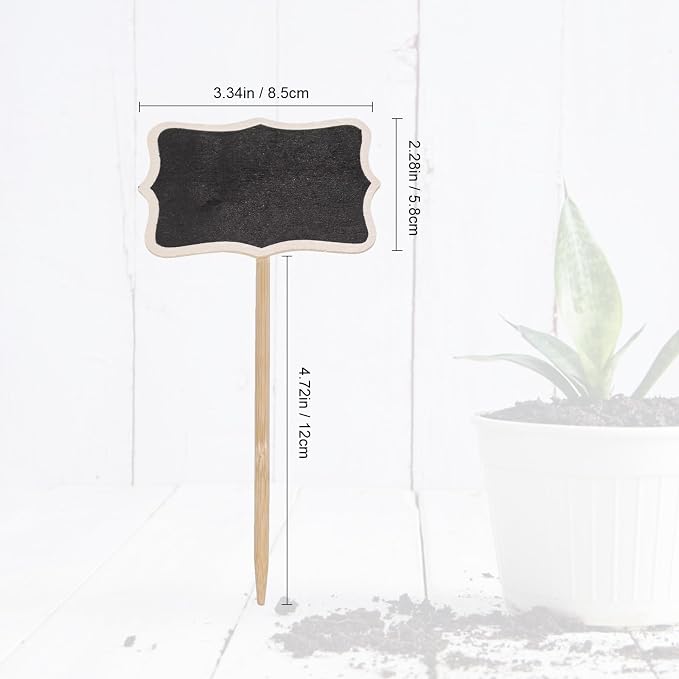 20PCS Wood Chalkboard Plant Tag, Gardening Plug-in Plant Identification Marker, Nursery Garden Plant Markers Tag，Miniature Plants Wooden Tags, Lawn Signs Plant Markers Chalkboard