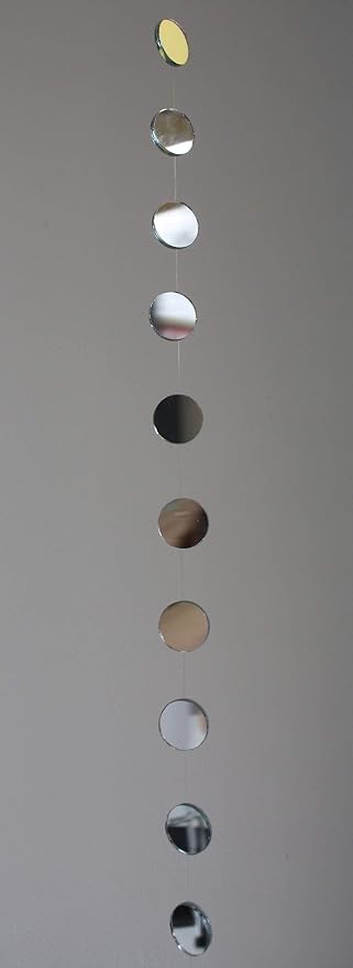 Mirror Garland Strand, Real Mirror Suncatcher, Hanging Garden Sun Catcher Mobile, Patio Decor, Window Sun Catcher, 50 Double Sided Glass Mirrors, 48 Inch Strand