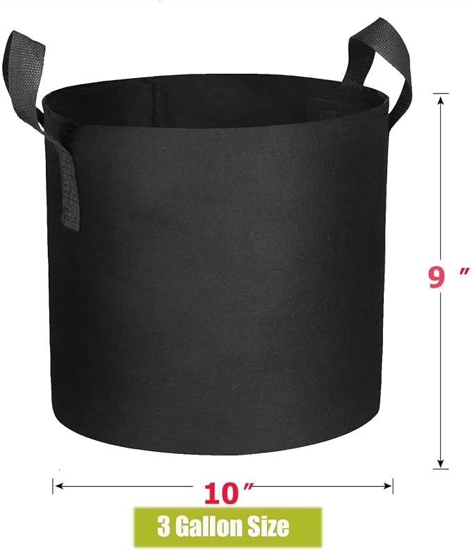 Cavisoo 10-Pack 3 Gallon Plant Grow Bags, Heavy Duty 300G Thickened Non-Woven Aeration Fabric Pots with Reinforced Handles